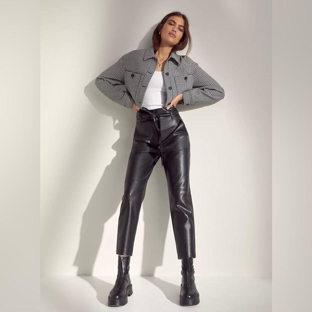 Babaton Black Faux Leather Pants